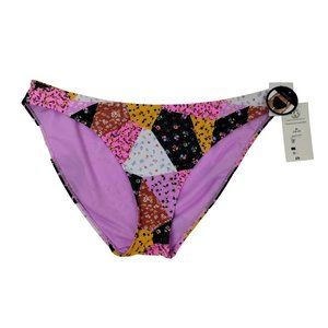 No Boundaries Junior Girls XL Color Block Floral Print High Leg Bikini Bottoms